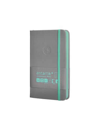 Cuaderno Con Gomilla Antartik Notes Tapa Dura A6 Hojas Rayas Gris Y Turquesa 100 Hojas 80 Gr Fsc