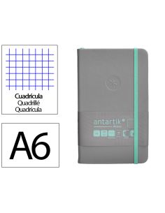 Cuaderno Con Gomilla Antartik Notes Tapa Dura A6 Hojas Cuadricula Gris Y Turquesa 100 Hojas 80 Gr Fsc