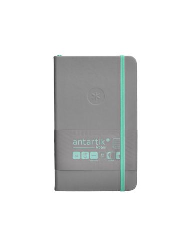 Cuaderno Con Gomilla Antartik Notes Tapa Dura A6 Hojas Cuadricula Gris Y Turquesa 100 Hojas 80 Gr Fsc