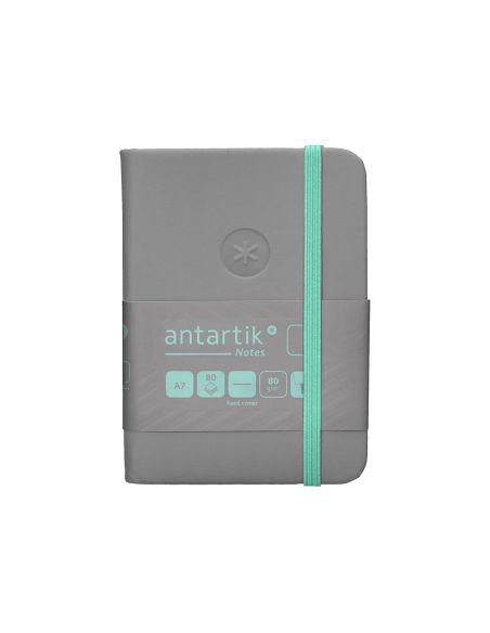 Cuaderno Con Gomilla Antartik Notes Tapa Dura A7 Hojas Lisas Gris Y Turquesa 80 Hojas 80 Gr Fsc
