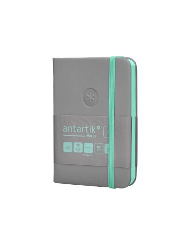 Cuaderno Con Gomilla Antartik Notes Tapa Dura A7 Hojas Lisas Gris Y Turquesa 80 Hojas 80 Gr Fsc