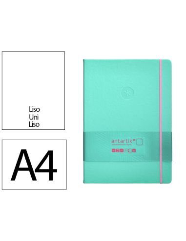 Cuaderno Con Gomilla Antartik Notes Tapa Dura A4 Hojas Lisas Rosa Y Turquesa 100 Hojas 80 Gr Fsc