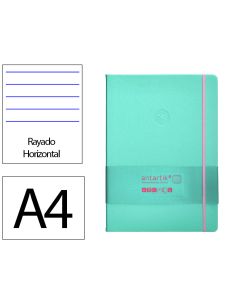 Cuaderno Con Gomilla Antartik Notes Tapa Dura A4 Hojas Rayas Rosa Y Turquesa 100 Hojas 80 Gr Fsc