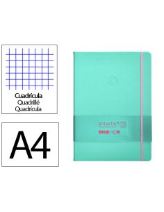 Cuaderno Con Gomilla Antartik Notes Tapa Dura A4 Hojas Cuadricula Rosa Y Turquesa 100 Hojas 80 Gr Fsc