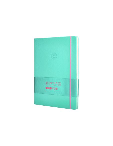 Cuaderno Con Gomilla Antartik Notes Tapa Dura A4 Hojas Cuadricula Rosa Y Turquesa 100 Hojas 80 Gr Fsc