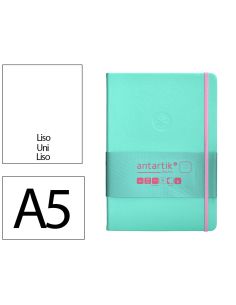 Cuaderno Con Gomilla Antartik Notes Tapa Dura A5 Hojas Lisas Rosa Y Turquesa 100 Hojas 80 Gr Fsc