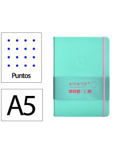 Cuaderno Con Gomilla Antartik Notes Tapa Dura A5 Hojas Puntos Rosa Y Turquesa 100 Hojas 80 Gr Fsc
