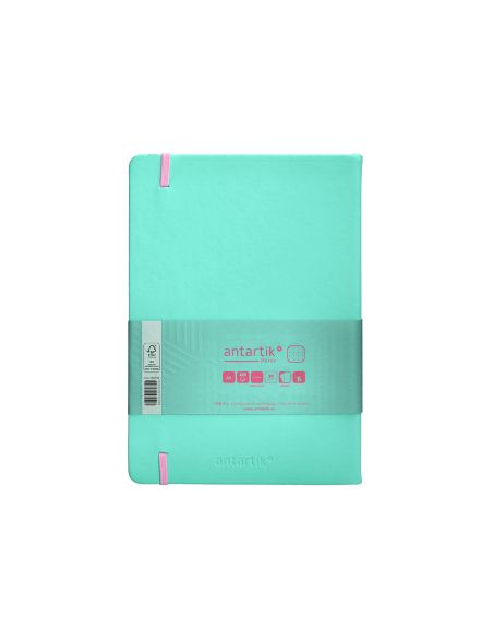Cuaderno Con Gomilla Antartik Notes Tapa Dura A5 Hojas Puntos Rosa Y Turquesa 100 Hojas 80 Gr Fsc