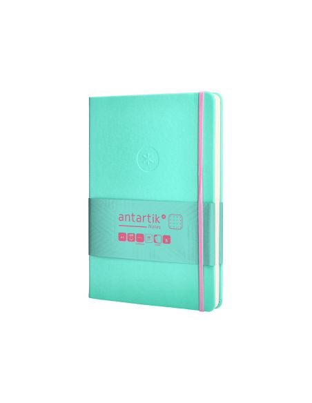 Cuaderno Con Gomilla Antartik Notes Tapa Dura A5 Hojas Puntos Rosa Y Turquesa 100 Hojas 80 Gr Fsc