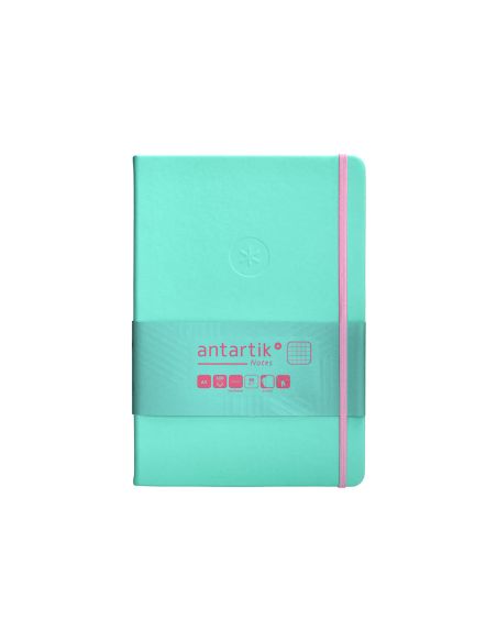 Cuaderno Con Gomilla Antartik Notes Tapa Dura A5 Hojas Cuadricula Rosa Y Turquesa 100 Hojas 80 Gr Fsc