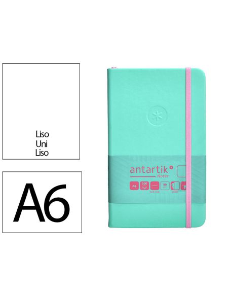 Cuaderno Con Gomilla Antartik Notes Tapa Dura A6 Hojas Lisas Rosa Y Turquesa 100 Hojas 80 Gr Fsc