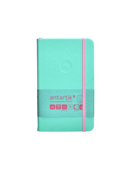 Cuaderno Con Gomilla Antartik Notes Tapa Dura A6 Hojas Rayas Rosa Y Turquesa 100 Hojas 80 Gr Fsc