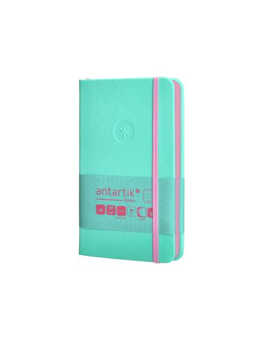 Cuaderno Con Gomilla Antartik Notes Tapa Dura A6 Hojas Rayas Rosa Y Turquesa 100 Hojas 80 Gr Fsc