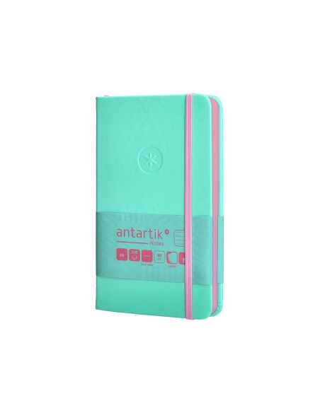 Cuaderno Con Gomilla Antartik Notes Tapa Dura A6 Hojas Rayas Rosa Y Turquesa 100 Hojas 80 Gr Fsc