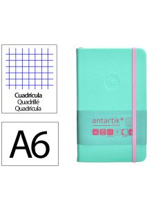 Cuaderno Con Gomilla Antartik Notes Tapa Dura A6 Hojas Cuadricula Rosa Y Turquesa 100 Hojas 80 Gr Fsc
