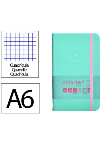 Cuaderno Con Gomilla Antartik Notes Tapa Dura A6 Hojas Cuadricula Rosa Y Turquesa 100 Hojas 80 Gr Fsc