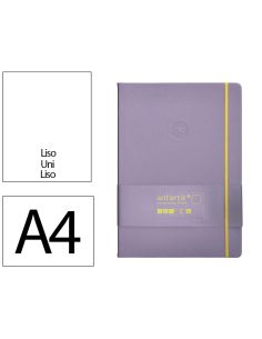 Cuaderno Con Gomilla Antartik Notes Tapa Dura A4 Hojas Lisas Morado Y Amarillo 100 Hojas 80 Gr Fsc