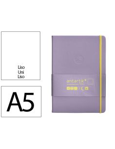 Cuaderno Con Gomilla Antartik Notes Tapa Dura A5 Hojas Lisas Morado Y Amarillo 100 Hojas 80 Gr Fsc