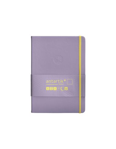 Cuaderno Con Gomilla Antartik Notes Tapa Dura A5 Hojas Lisas Morado Y Amarillo 100 Hojas 80 Gr Fsc