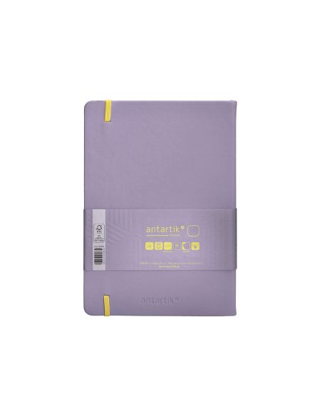 Cuaderno Con Gomilla Antartik Notes Tapa Dura A5 Hojas Lisas Morado Y Amarillo 100 Hojas 80 Gr Fsc