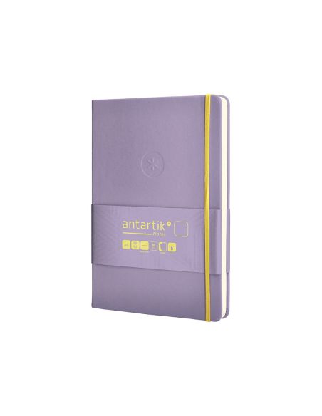 Cuaderno Con Gomilla Antartik Notes Tapa Dura A5 Hojas Lisas Morado Y Amarillo 100 Hojas 80 Gr Fsc