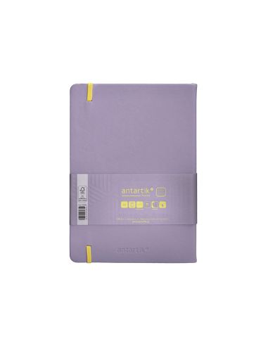 Cuaderno Con Gomilla Antartik Notes Tapa Dura A5 Hojas Rayas Morado Y Amarillo 100 Hojas 80 Gr Fsc