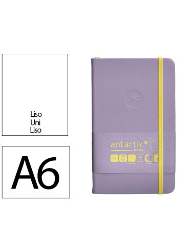 Cuaderno Con Gomilla Antartik Notes Tapa Dura A6 Hojas Lisas Morado Y Amarillo 100 Hojas 80 Gr Fsc