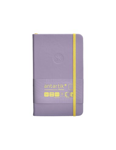 Cuaderno Con Gomilla Antartik Notes Tapa Dura A6 Hojas Rayas Morado Y Amarillo 100 Hojas 80 Gr Fsc