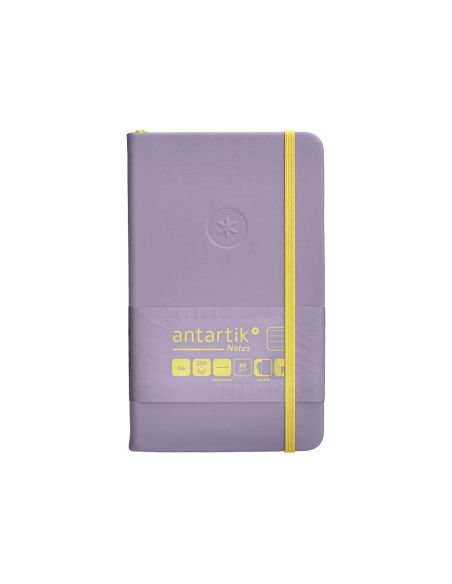 Cuaderno Con Gomilla Antartik Notes Tapa Dura A6 Hojas Rayas Morado Y Amarillo 100 Hojas 80 Gr Fsc