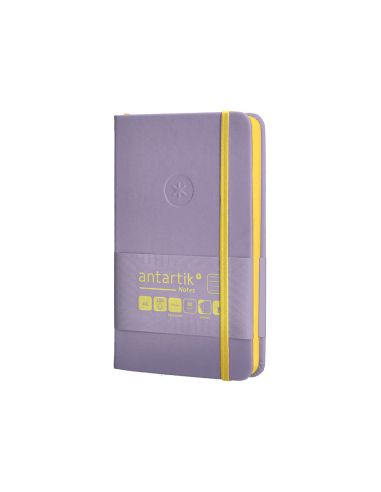 Cuaderno Con Gomilla Antartik Notes Tapa Dura A6 Hojas Rayas Morado Y Amarillo 100 Hojas 80 Gr Fsc