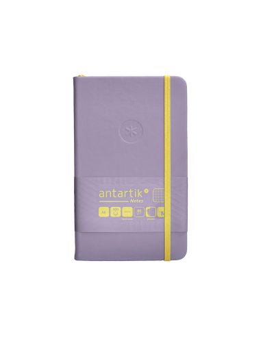 Cuaderno Con Gomilla Antartik Notes Tapa Dura A6 Hojas Cuadricula Morado Y Amarillo 100 Hojas 80 Gr Fsc