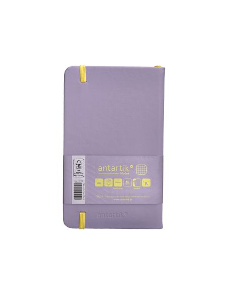 Cuaderno Con Gomilla Antartik Notes Tapa Dura A6 Hojas Cuadricula Morado Y Amarillo 100 Hojas 80 Gr Fsc