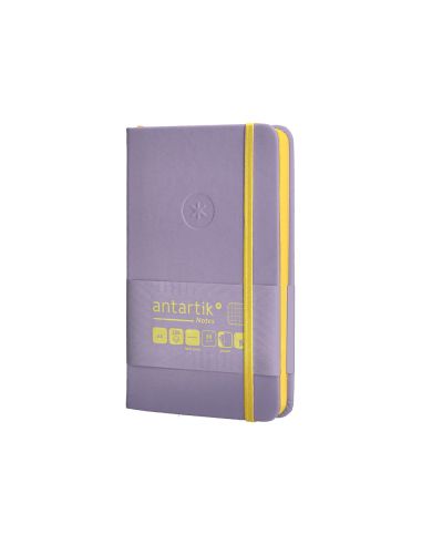 Cuaderno Con Gomilla Antartik Notes Tapa Dura A6 Hojas Cuadricula Morado Y Amarillo 100 Hojas 80 Gr Fsc