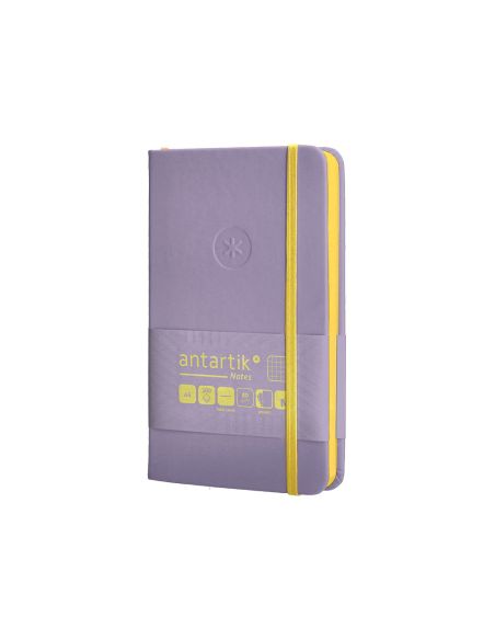 Cuaderno Con Gomilla Antartik Notes Tapa Dura A6 Hojas Cuadricula Morado Y Amarillo 100 Hojas 80 Gr Fsc