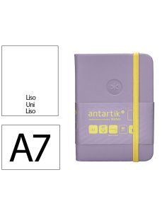 Cuaderno Con Gomilla Antartik Notes Tapa Dura A7 Hojas Lisas Morado Y Amarillo 80 Hojas 80 Gr Fsc