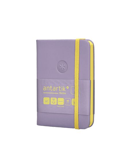Cuaderno Con Gomilla Antartik Notes Tapa Dura A7 Hojas Lisas Morado Y Amarillo 80 Hojas 80 Gr Fsc