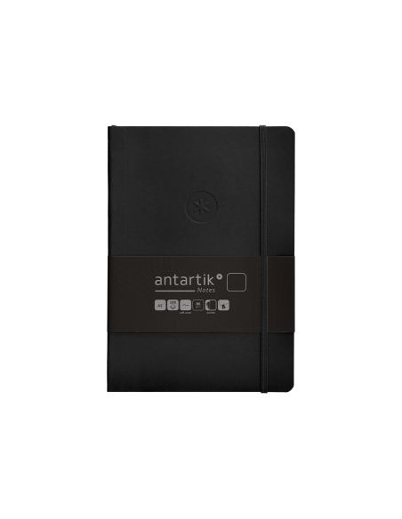 Cuaderno Con Gomilla Antartik Notes Tapa Blanda A5 Hojas Lisas Negro 80 Hojas 80 Gr Fsc