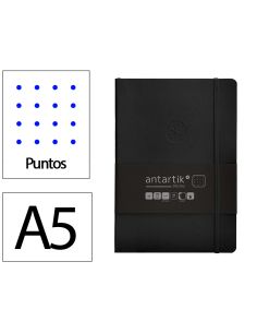 Cuaderno Con Gomilla Antartik Notes Tapa Blanda A5 Hojas Puntos Negro 80 Hojas 80 Gr Fsc