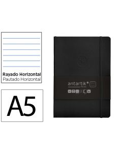 Cuaderno Con Gomilla Antartik Notes Tapa Blanda A5 Hojas Rayas Negro 80 Hojas 80 Gr Fsc