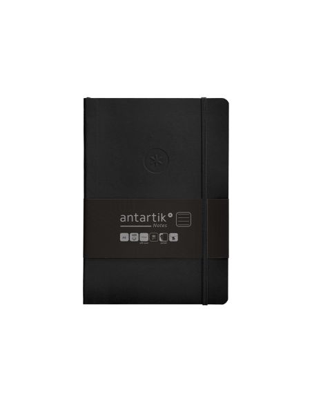 Cuaderno Con Gomilla Antartik Notes Tapa Blanda A5 Hojas Rayas Negro 80 Hojas 80 Gr Fsc