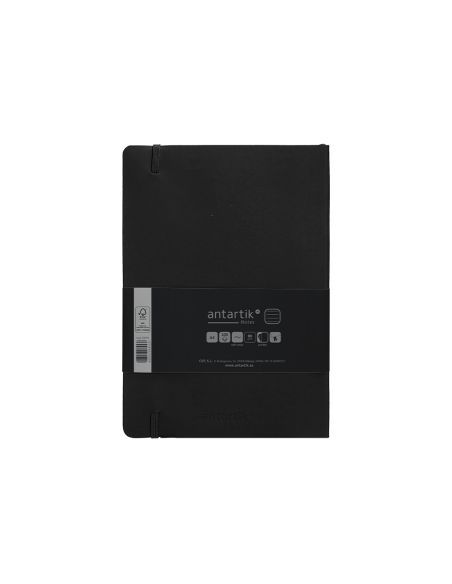 Cuaderno Con Gomilla Antartik Notes Tapa Blanda A5 Hojas Rayas Negro 80 Hojas 80 Gr Fsc