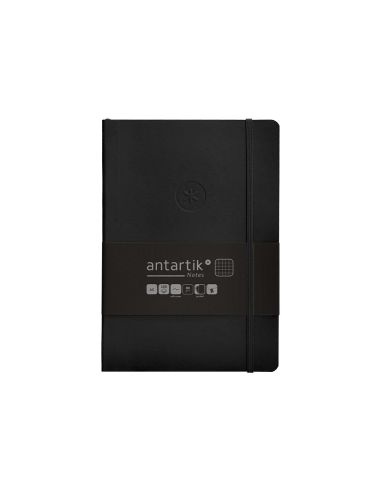 Cuaderno Con Gomilla Antartik Notes Tapa Blanda A5 Hojas Cuadricula Negro 80 Hojas 80 Gr Fsc
