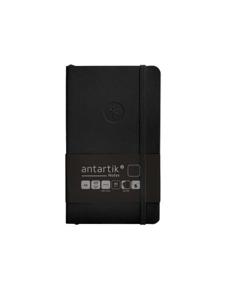 Cuaderno Con Gomilla Antartik Notes Tapa Blanda A6 Hojas Lisas Negro 100 Hojas 80 Gr Fsc