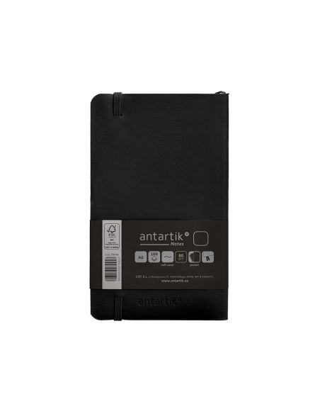 Cuaderno Con Gomilla Antartik Notes Tapa Blanda A6 Hojas Lisas Negro 100 Hojas 80 Gr Fsc
