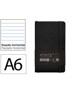 Cuaderno Con Gomilla Antartik Notes Tapa Blanda A6 Rayas Negro 100 Hojas 80 Gr Fsc