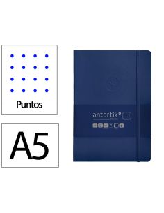 Cuaderno Con Gomilla Antartik Notes Tapa Blanda A5 Hojas Puntos Azul Marino 80 Hojas 80 Gr Fsc
