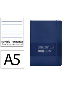 Cuaderno Con Gomilla Antartik Notes Tapa Blanda A5 Hojas Rayas Azul Marino 80 Hojas 80 Gr Fsc