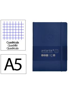 Cuaderno Con Gomilla Antartik Notes Tapa Blanda A5 Hojas Cuadricula Azul Marino 80 Hojas 80 Gr Fsc