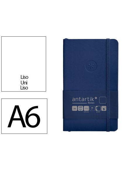 Cuaderno Con Gomilla Antartik Notes Tapa Blanda A6 Hojas Lisas Azul Marino 100 Hojas 80 Gr Fsc
