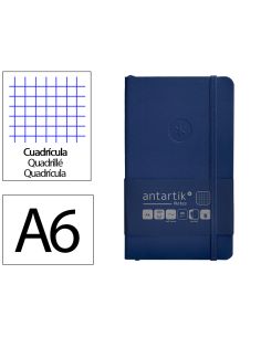 Cuaderno Con Gomilla Antartik Notes Tapa Blanda A6 Cuadricula Azul Marino 100 Hojas 80 Gr Fsc